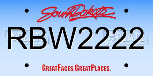 RBW2222 South Dakota License Plate