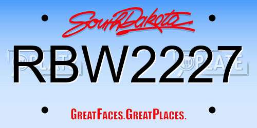 RBW2227 South Dakota License Plate