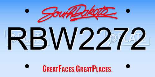 RBW2272 South Dakota License Plate