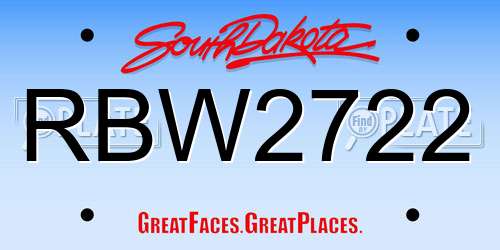 RBW2722 South Dakota License Plate