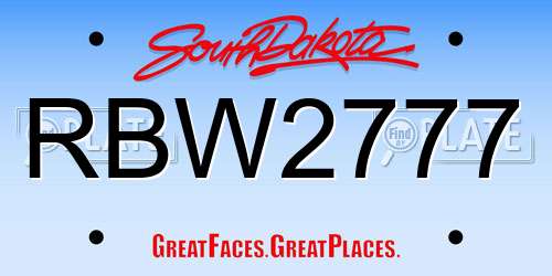 RBW2777 South Dakota License Plate