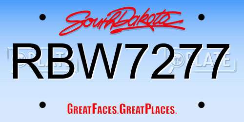 RBW7277 South Dakota License Plate