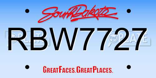 RBW7727 South Dakota License Plate