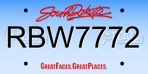 RBW7772 South Dakota License Plate
