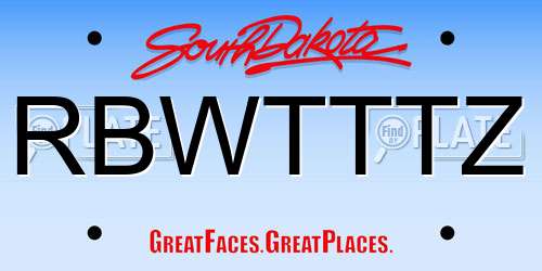 RBWTTTZ South Dakota License Plate