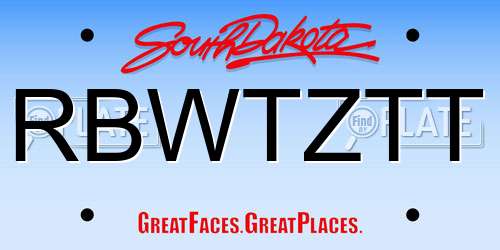 RBWTZTT South Dakota License Plate