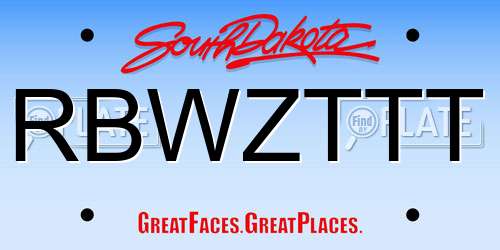 RBWZTTT South Dakota License Plate