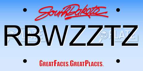RBWZZTZ South Dakota License Plate