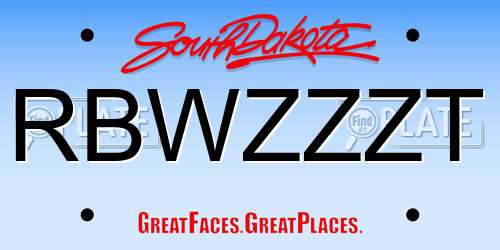 RBWZZZT South Dakota License Plate
