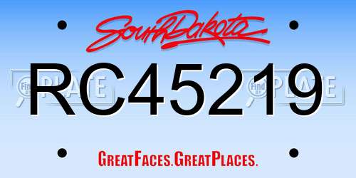 RC45219 South Dakota License Plate