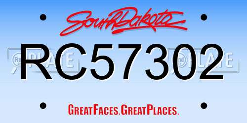 RC57302 South Dakota License Plate
