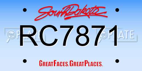 RC7871 South Dakota License Plate