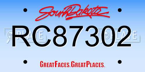 RC87302 South Dakota License Plate