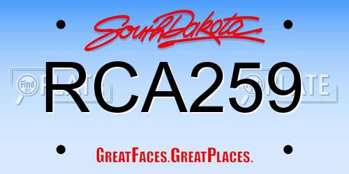 RCA259 South Dakota License Plate
