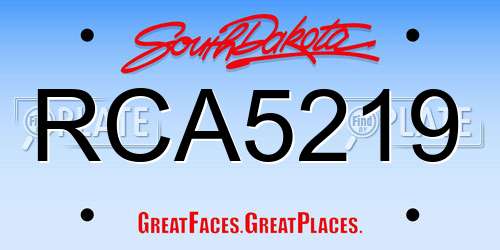 RCA5219 South Dakota License Plate