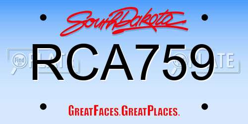 RCA759 South Dakota License Plate