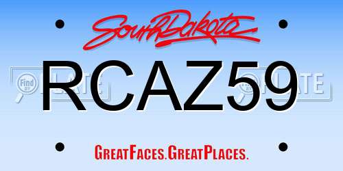 RCAZ59 South Dakota License Plate