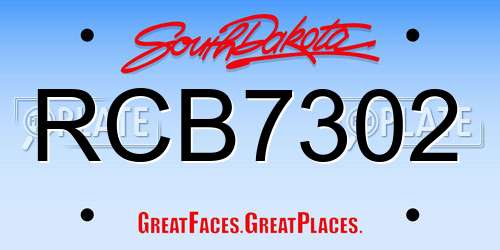 RCB7302 South Dakota License Plate