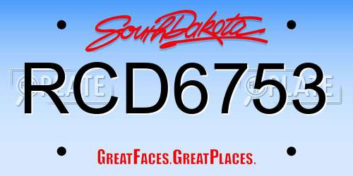 RCD6753 South Dakota License Plate