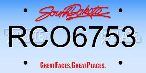 RCO6753 South Dakota License Plate