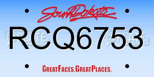 RCQ6753 South Dakota License Plate