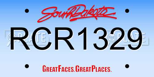 RCR1329 South Dakota License Plate