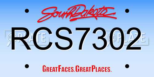 RCS7302 South Dakota License Plate