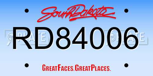 RD84006 South Dakota License Plate