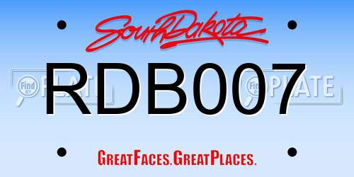 RDB007 South Dakota License Plate