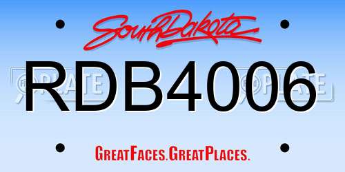 RDB4006 South Dakota License Plate