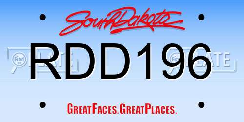 RDD196 South Dakota License Plate