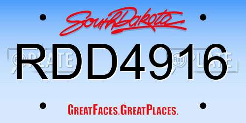 RDD4916 South Dakota License Plate