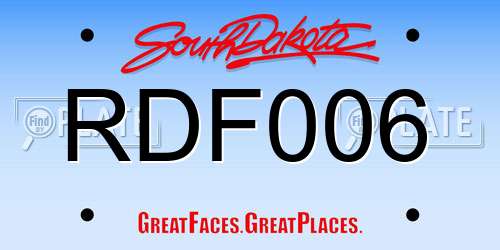 RDF006 South Dakota License Plate