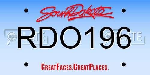 RDO196 South Dakota License Plate