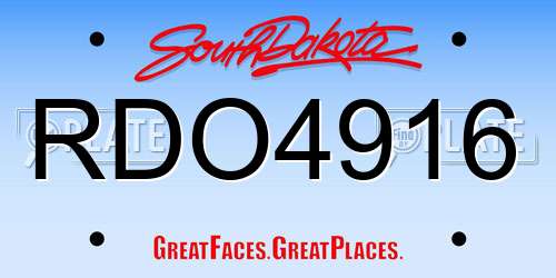 RDO4916 South Dakota License Plate