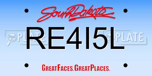 RE4I5L South Dakota License Plate