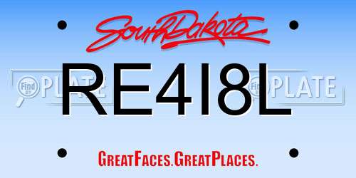 RE4I8L South Dakota License Plate