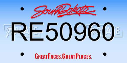 RE50960 South Dakota License Plate