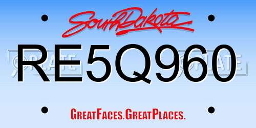 RE5Q960 South Dakota License Plate
