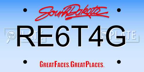 RE6T4G South Dakota License Plate