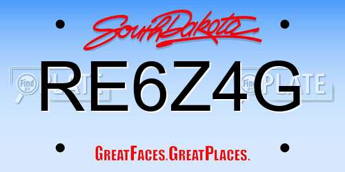 RE6Z4G South Dakota License Plate