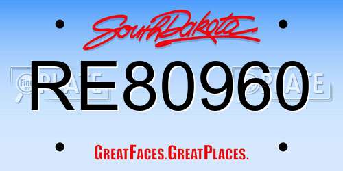 RE80960 South Dakota License Plate