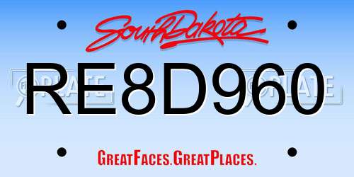 RE8D960 South Dakota License Plate