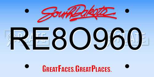 RE8O960 South Dakota License Plate