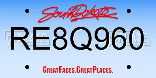 RE8Q960 South Dakota License Plate