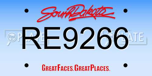 RE9266 South Dakota License Plate