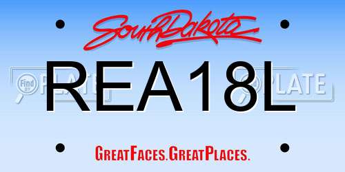 REA18L South Dakota License Plate