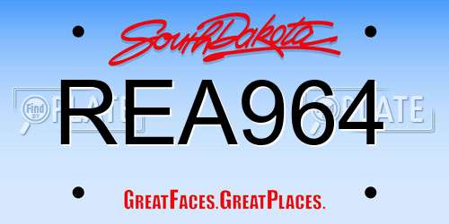 REA964 South Dakota License Plate