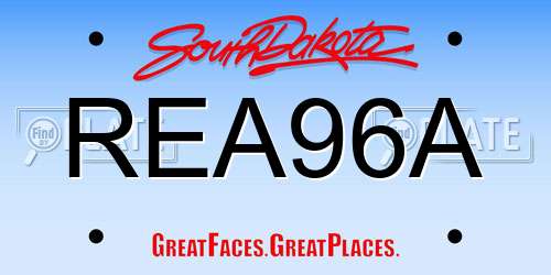REA96A South Dakota License Plate