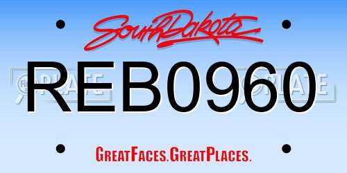 REB0960 South Dakota License Plate